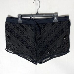 5/$25 Black Bikini Bottom With Lace Overlay Swim Shorts Bathing Suit Bottom XXL